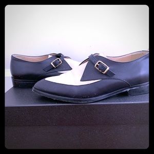 J. Crew Black and Cream Loafers